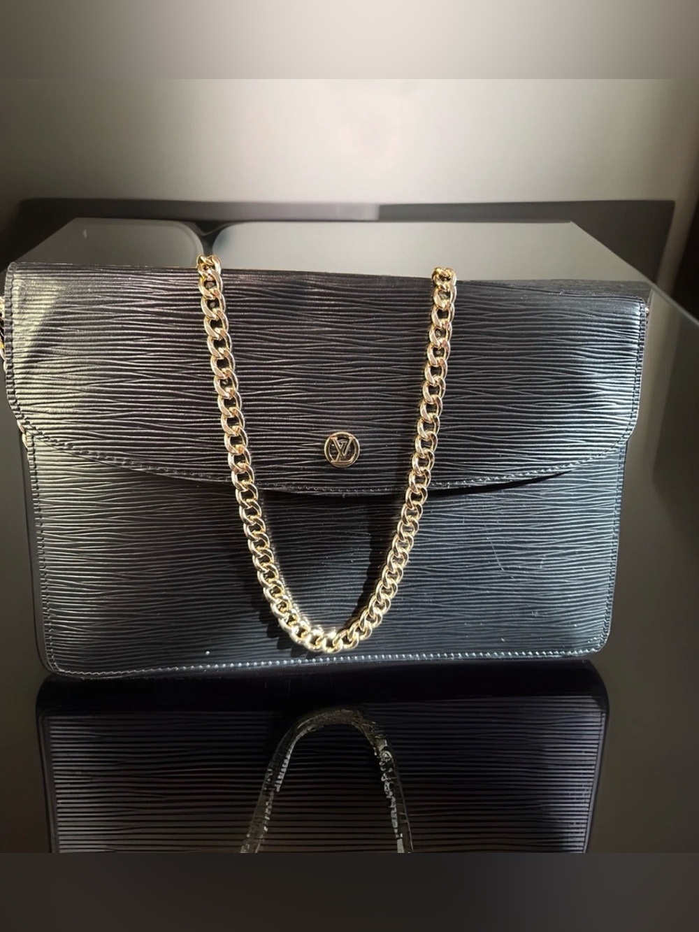 LOUIS VUITTON Epi Montaigne 27 Clutch Crossbody Bag Black M52652 LV Authentic